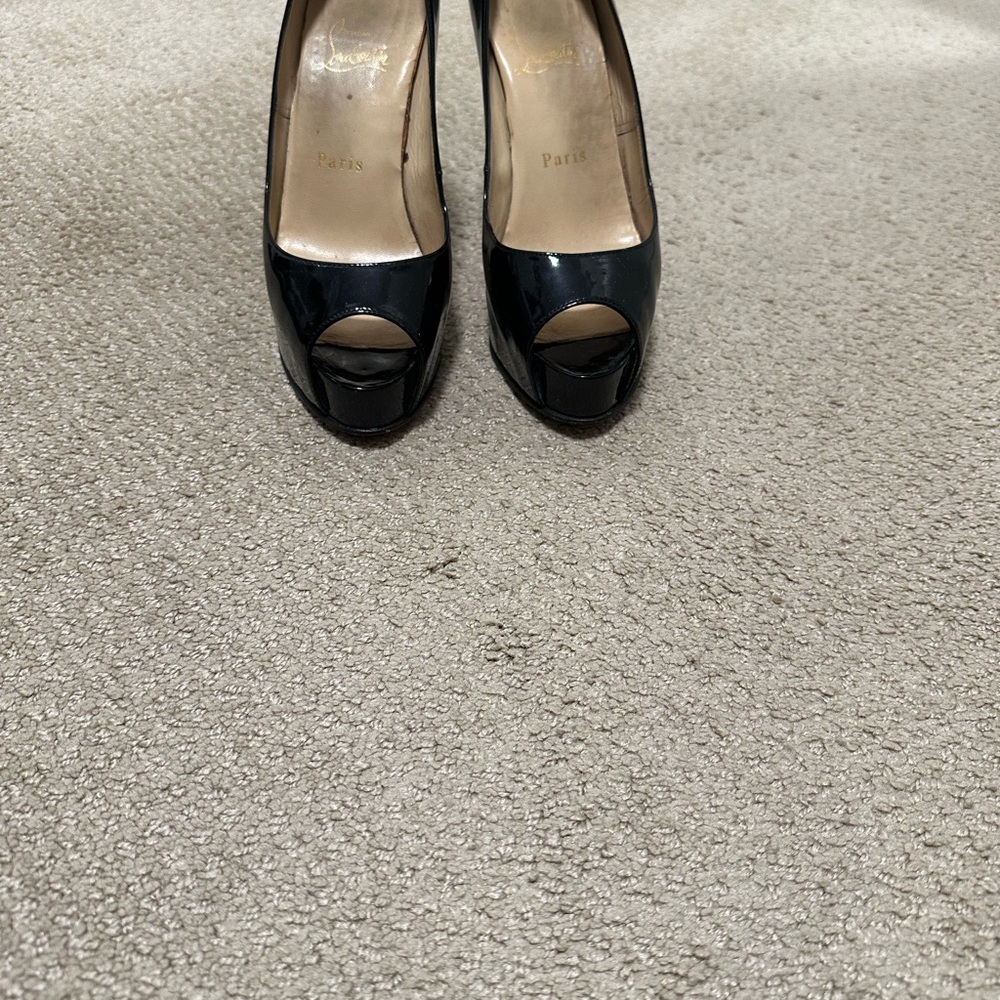 Christian Louboutin Black Peep-Toe Heels